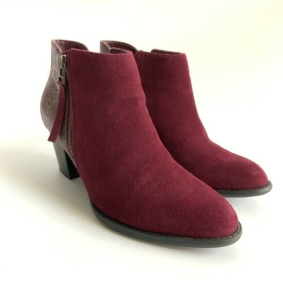 Vionic Bootie Size 7M Maroon Anne Leather Upright Block Heel - Picture 11 of 11
